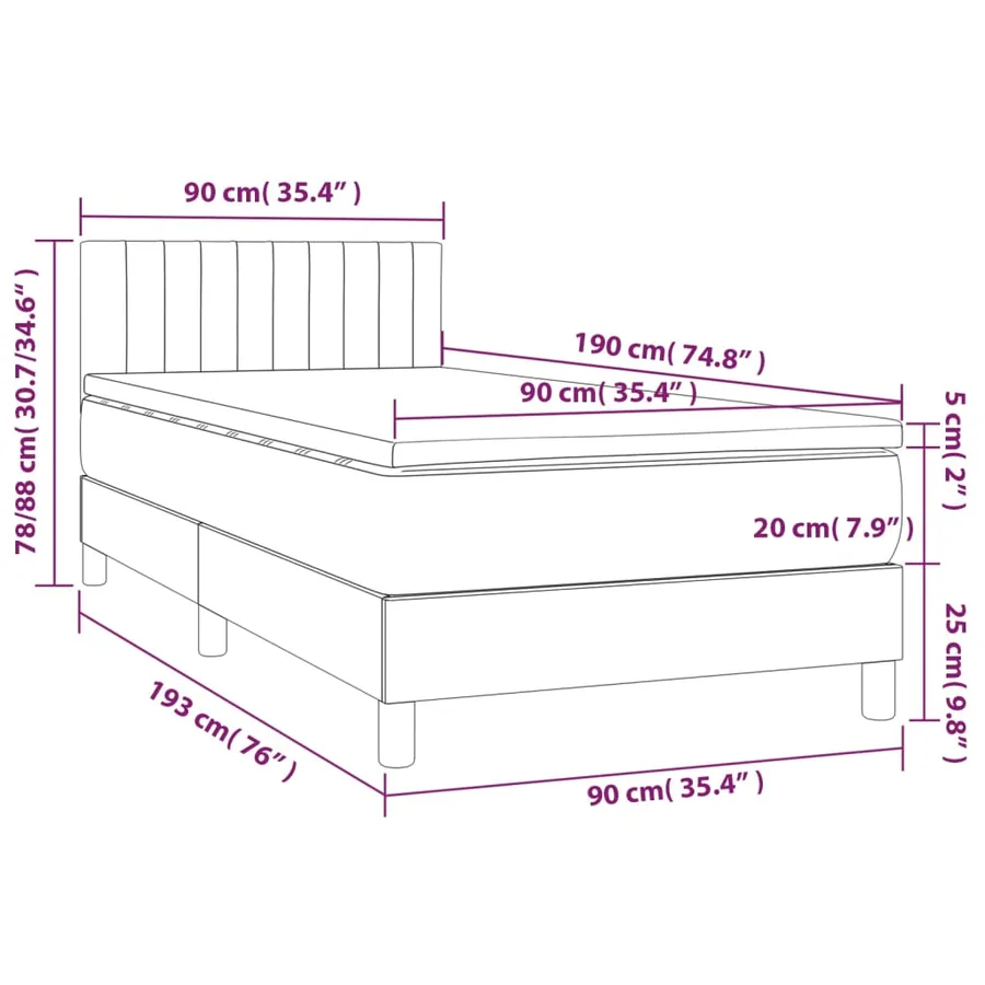 Sommier à lattes de lit avec matelas et LED Gris clair 90x190cm - 8