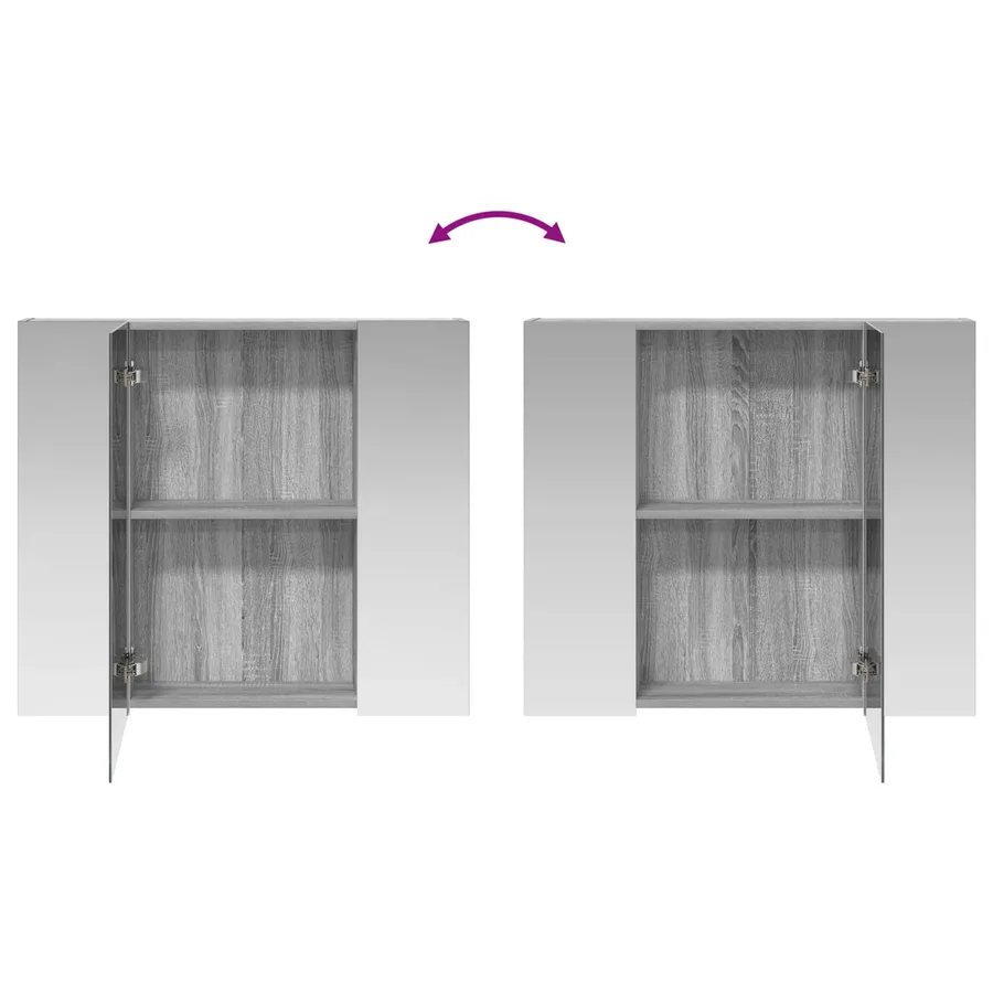 Armoire Miroir de Salle de Bain Gris Sonoma 80 x 14.5 x 70 cm - 10