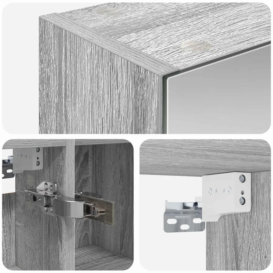 Armoire Miroir de Salle de Bain Gris Sonoma 80 x 14.5 x 70 cm - 9