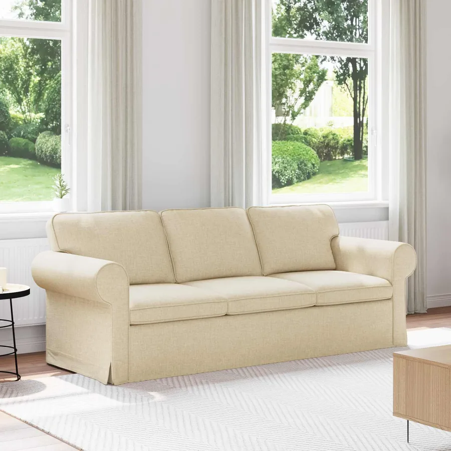 Canapé Crème 215 x 82 x 80 cm tissu