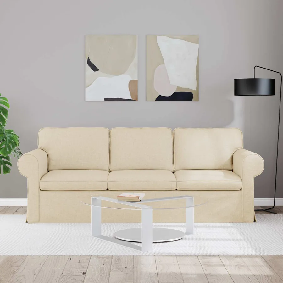 Canapé Crème 215 x 82 x 80 cm tissu - 3