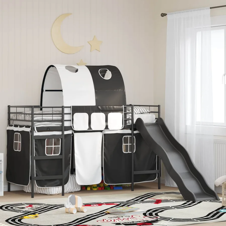 Lit mezzanine pour enfants Noir 100 x 190 cm Métал
