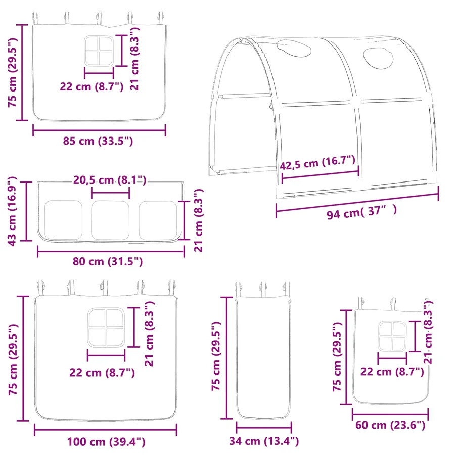 Lit mezzanine pour enfants Noir 100 x 190 cm Métал - 17