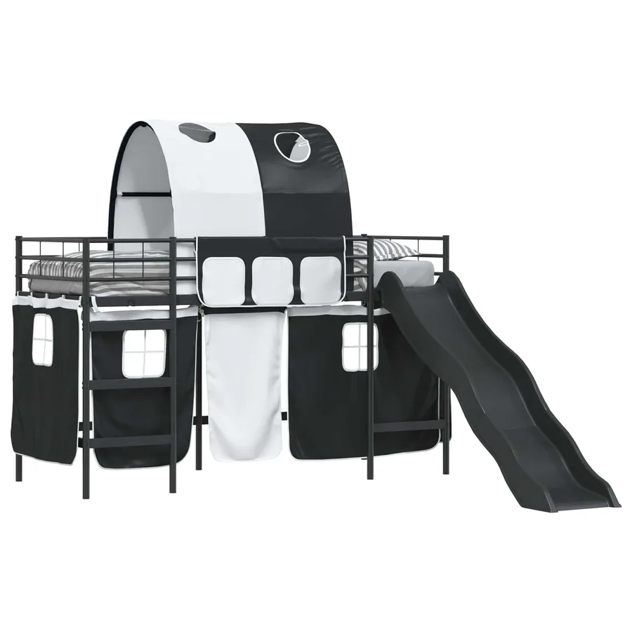 Lit mezzanine pour enfants Noir 100 x 190 cm Métал - 2
