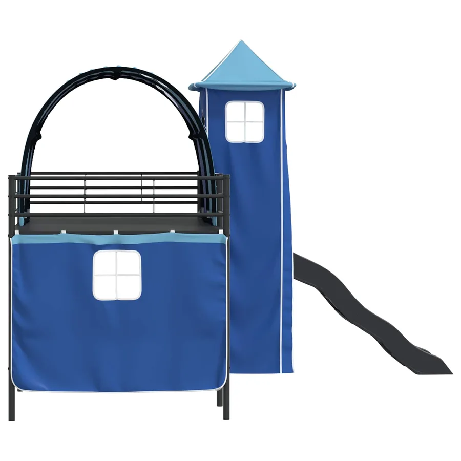 Lit mezzanine pour enfants Uni Noir et Bleu 107 x 203 cm métal - 9