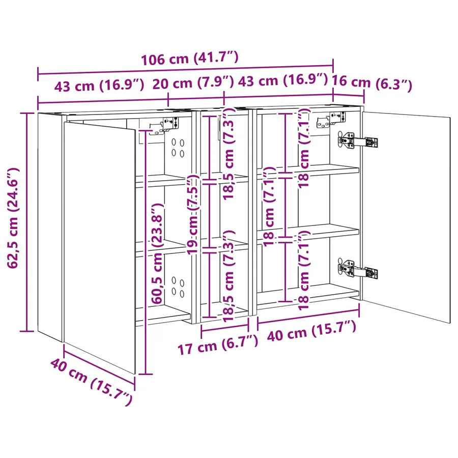 Ensemble de Meubles de Salle de Bain 3 pcs 106 x 16 x 62,5 cm - 12