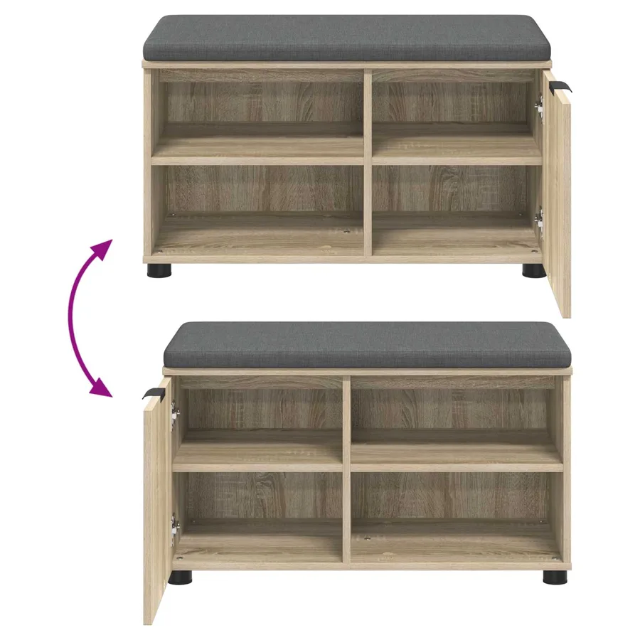 Banc d'entrée avec coussin Chêne Sonoma 80 x 38 x 46 cm - 10