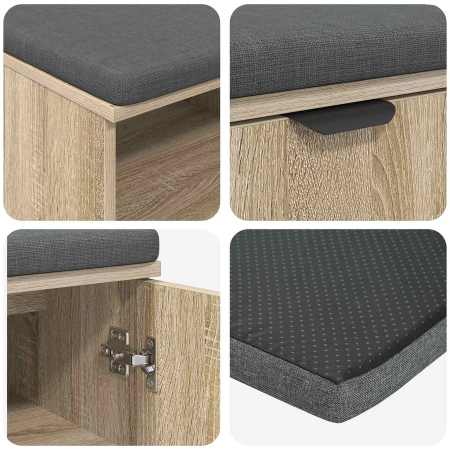 Banc d'entrée avec coussin Chêne Sonoma 80 x 38 x 46 cm - 9