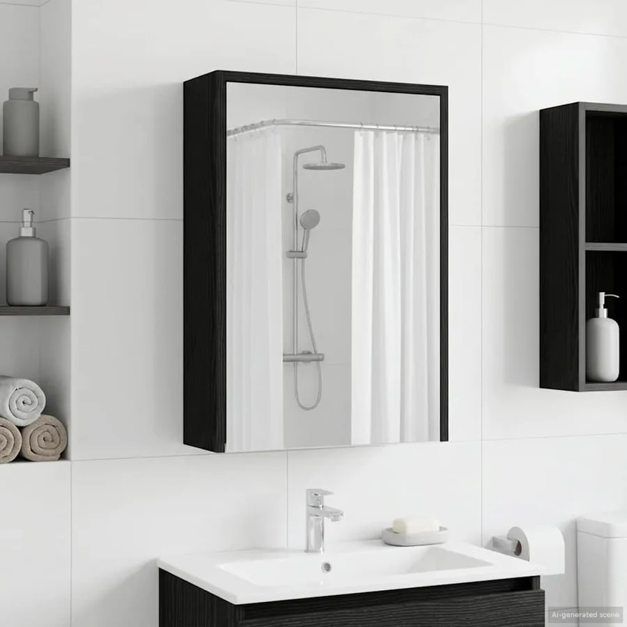 Armoire Miroir de Salle de Bain Chêne noir 43 x 16 x 62.5 cm - 4