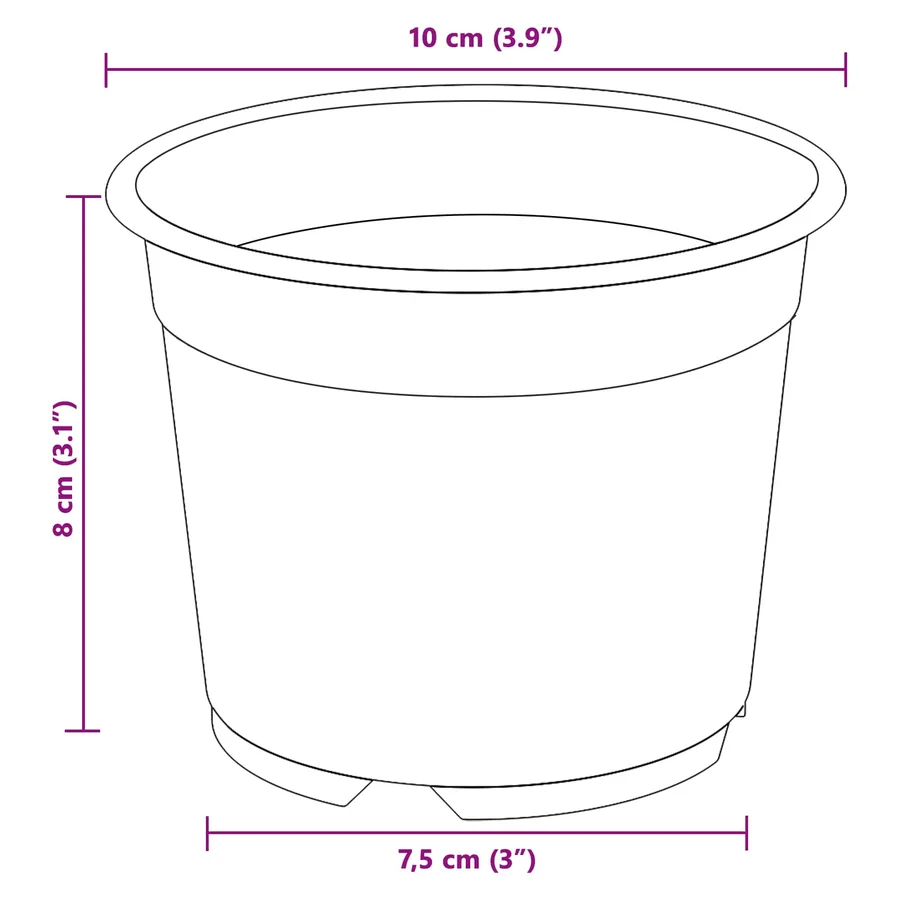 Pot à fleurs rond 100 pcs Noir Ø 10 x 8 cm Plastique - 11