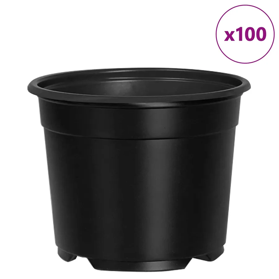 Pot à fleurs rond 100 pcs Noir Ø 10 x 8 cm Plastique - 4