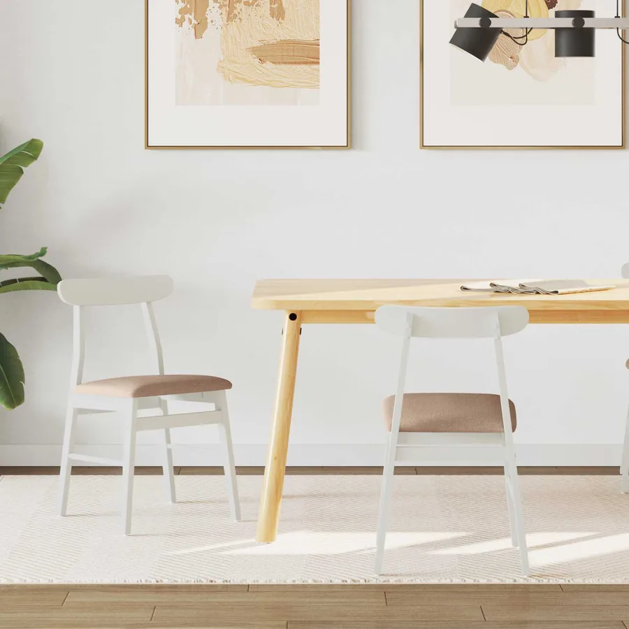 Chaise de salle à manger 2 pcs Blanc et marron