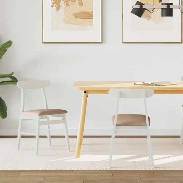 Chaise de salle à manger 2 pcs Blanc et marron