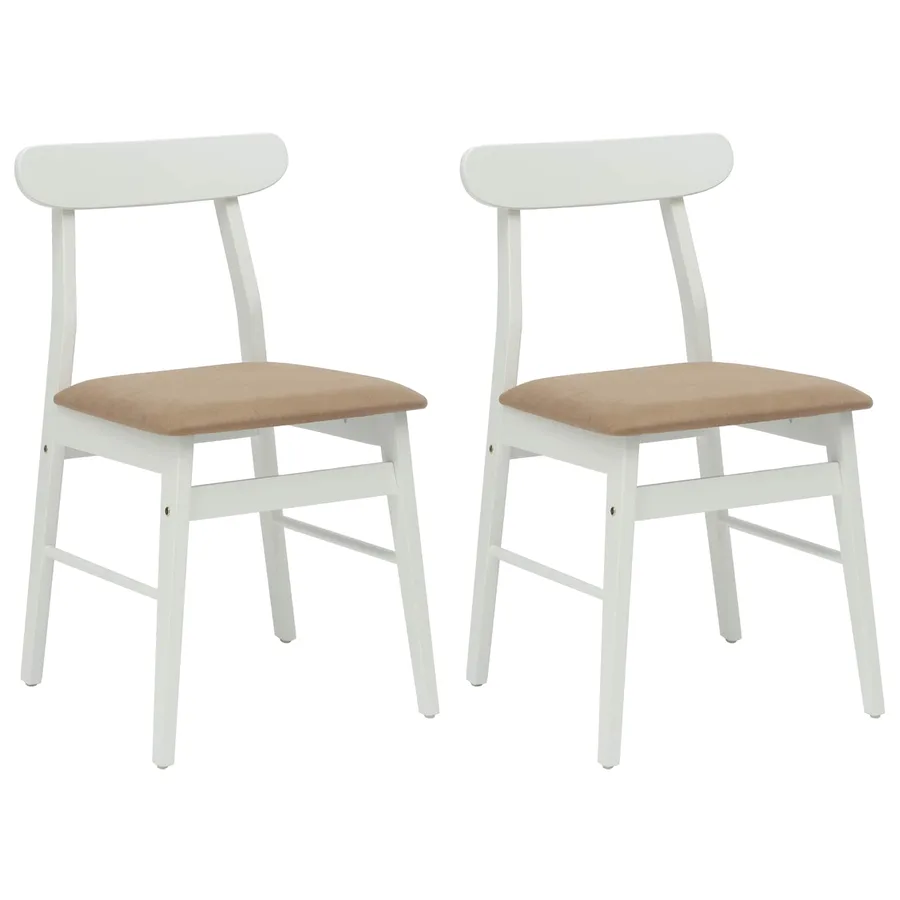 Chaise de salle à manger 2 pcs Blanc et marron - 2
