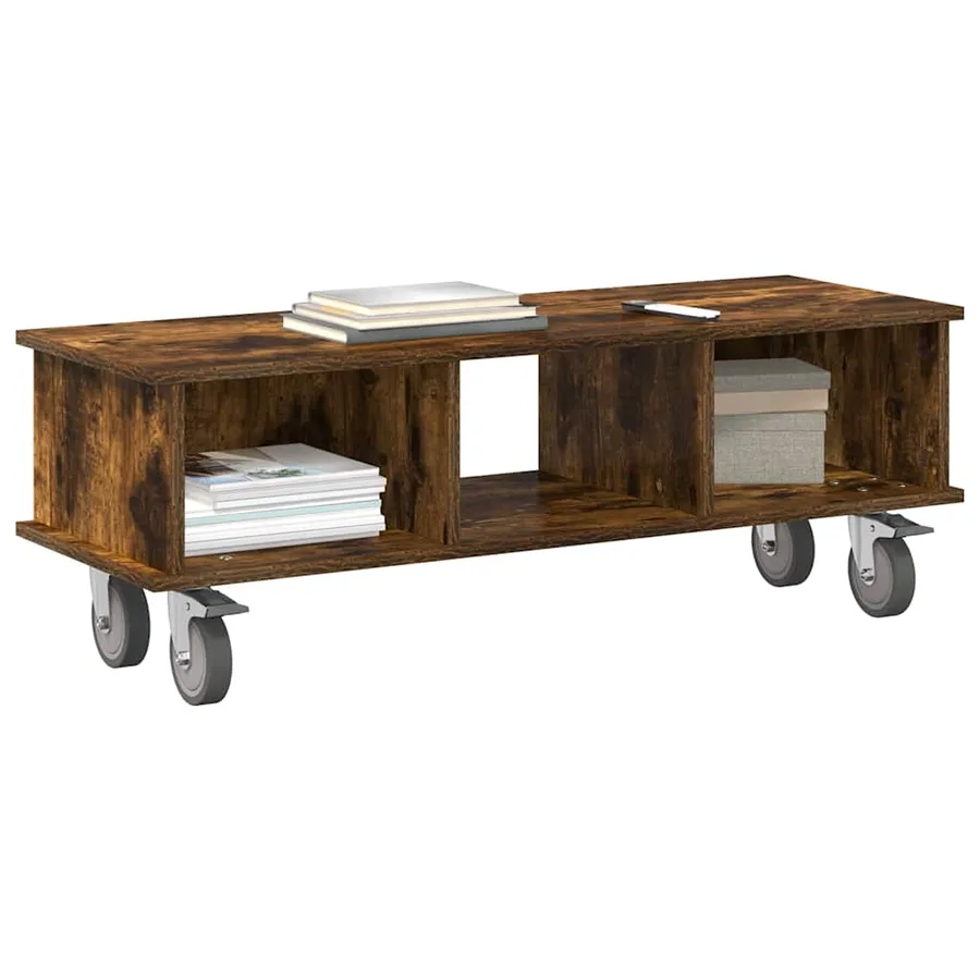 Meuble TV Chêne fumé 100 x 35 x 35 cm Bois d'ingénierie - 3