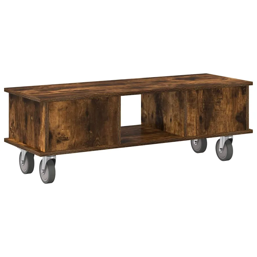 Meuble TV Chêne fumé 100 x 35 x 35 cm Bois d'ingénierie - 7