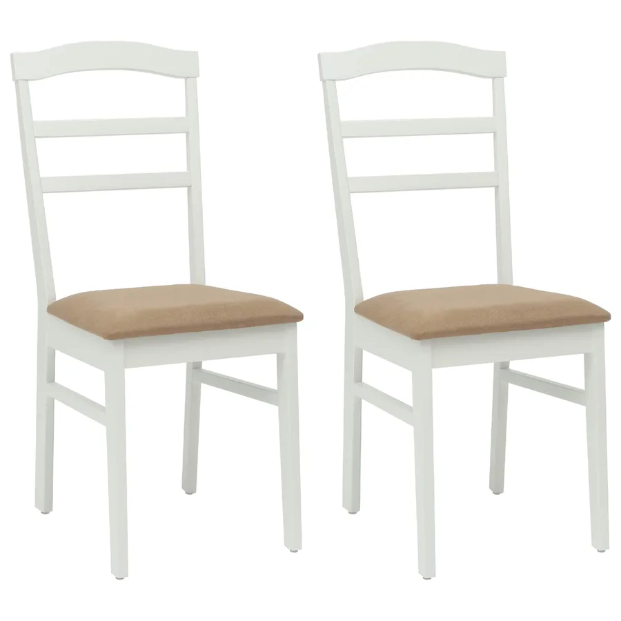 Chaise de salle à manger 2 pcs Blanc et marron - 2