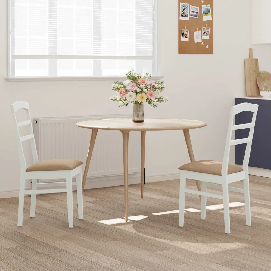 Chaise de salle à manger 2 pcs Blanc et marron - 3