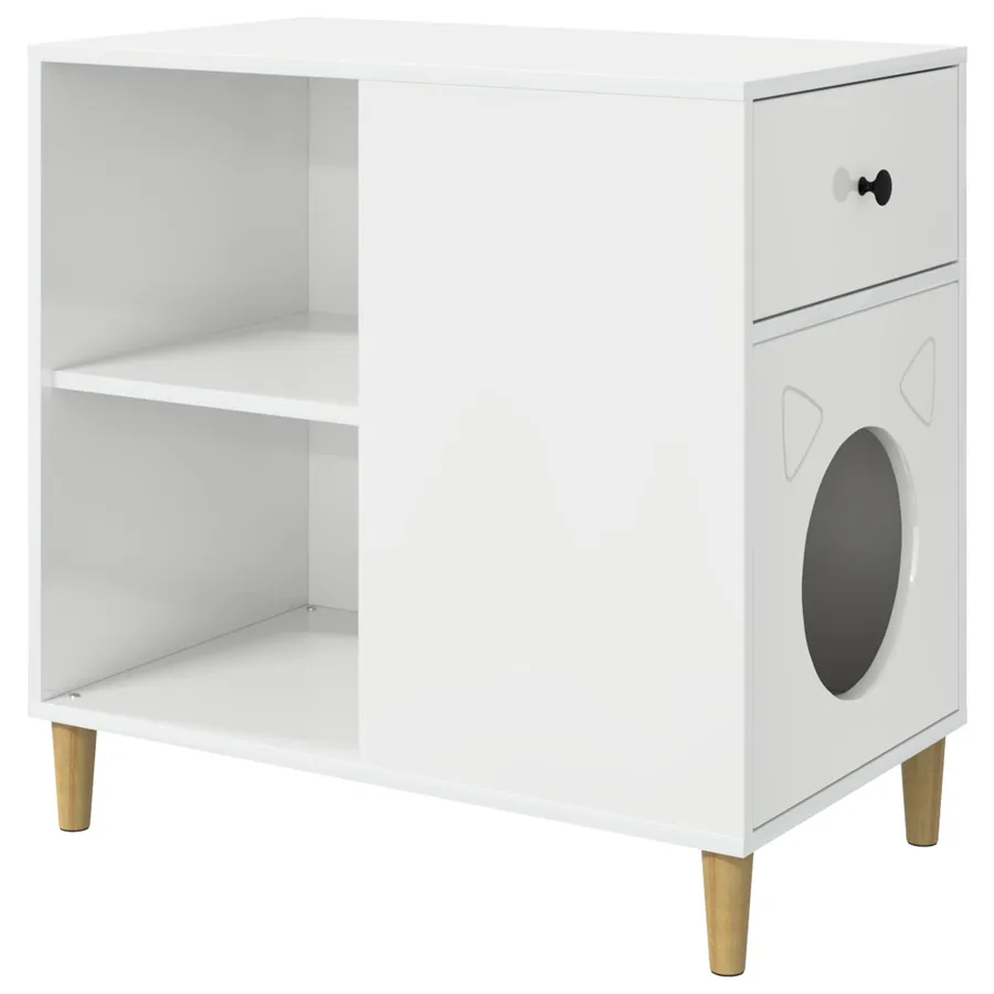Maison pour chat Blanc Brillant 72 x 42.5 x 70 cm - 2