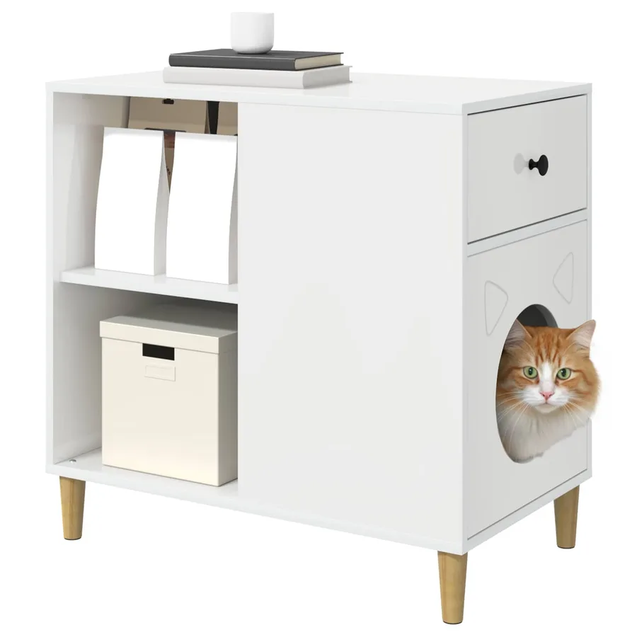 Maison pour chat Blanc Brillant 72 x 42.5 x 70 cm - 3