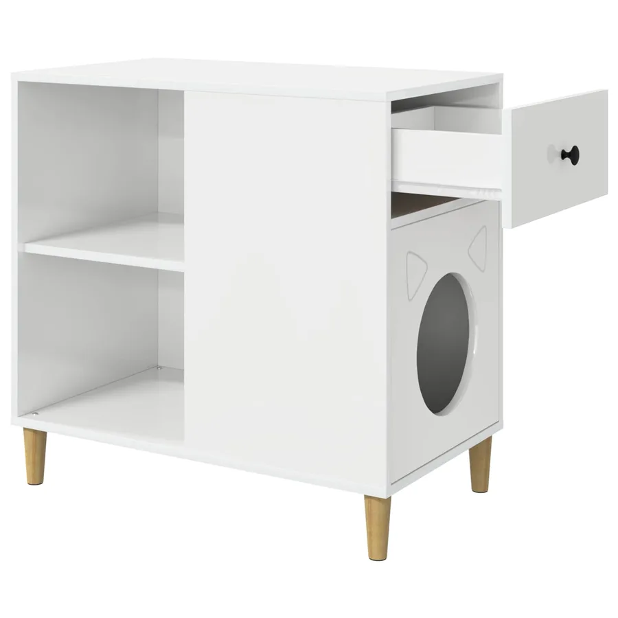 Maison pour chat Blanc Brillant 72 x 42.5 x 70 cm - 5