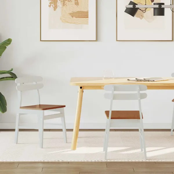Chaise de salle à manger 2 pcs Blanc et Naturel