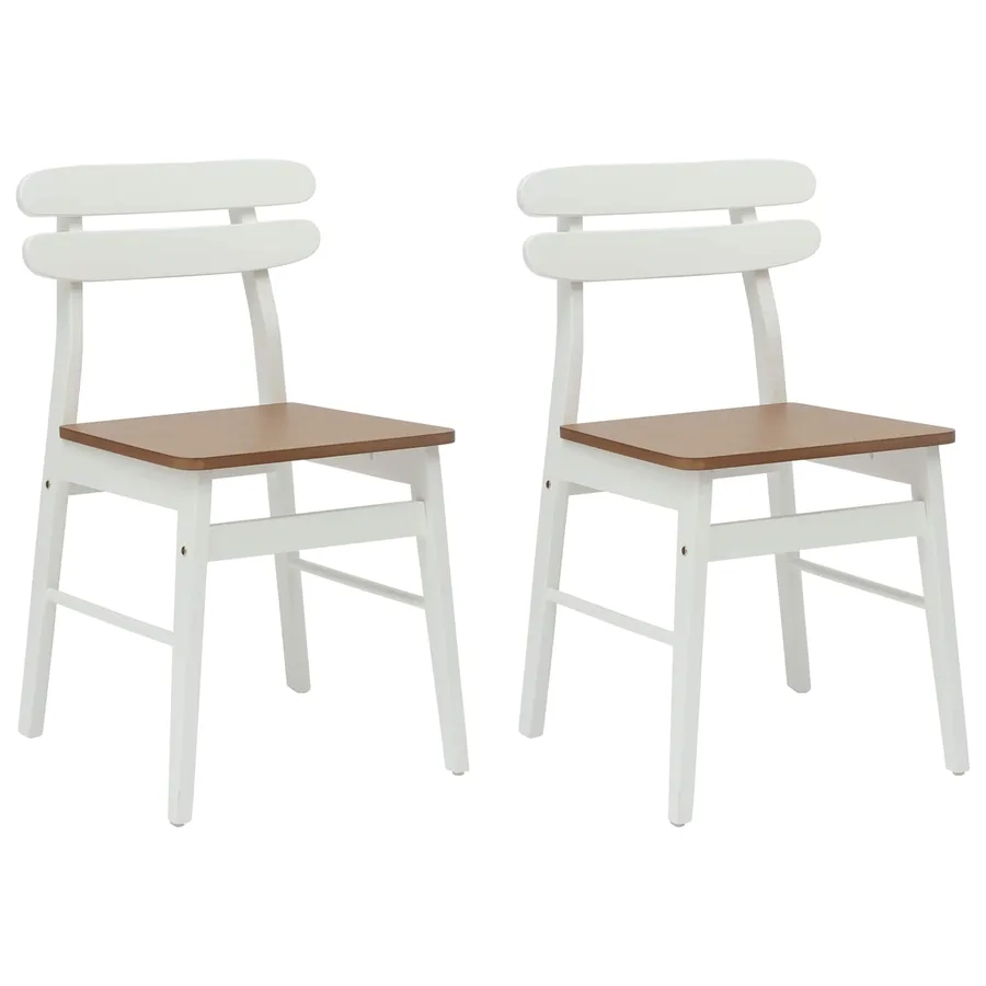 Chaise de salle à manger 2 pcs Blanc et Naturel - 2