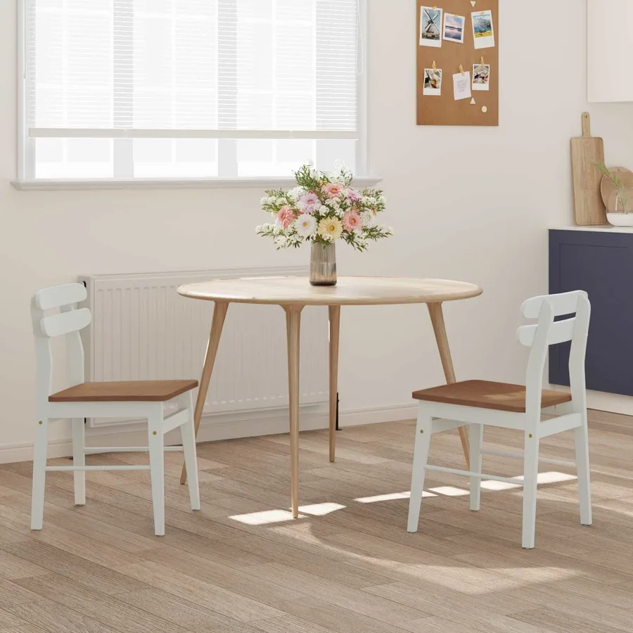 Chaise de salle à manger 2 pcs Blanc et Naturel - 3