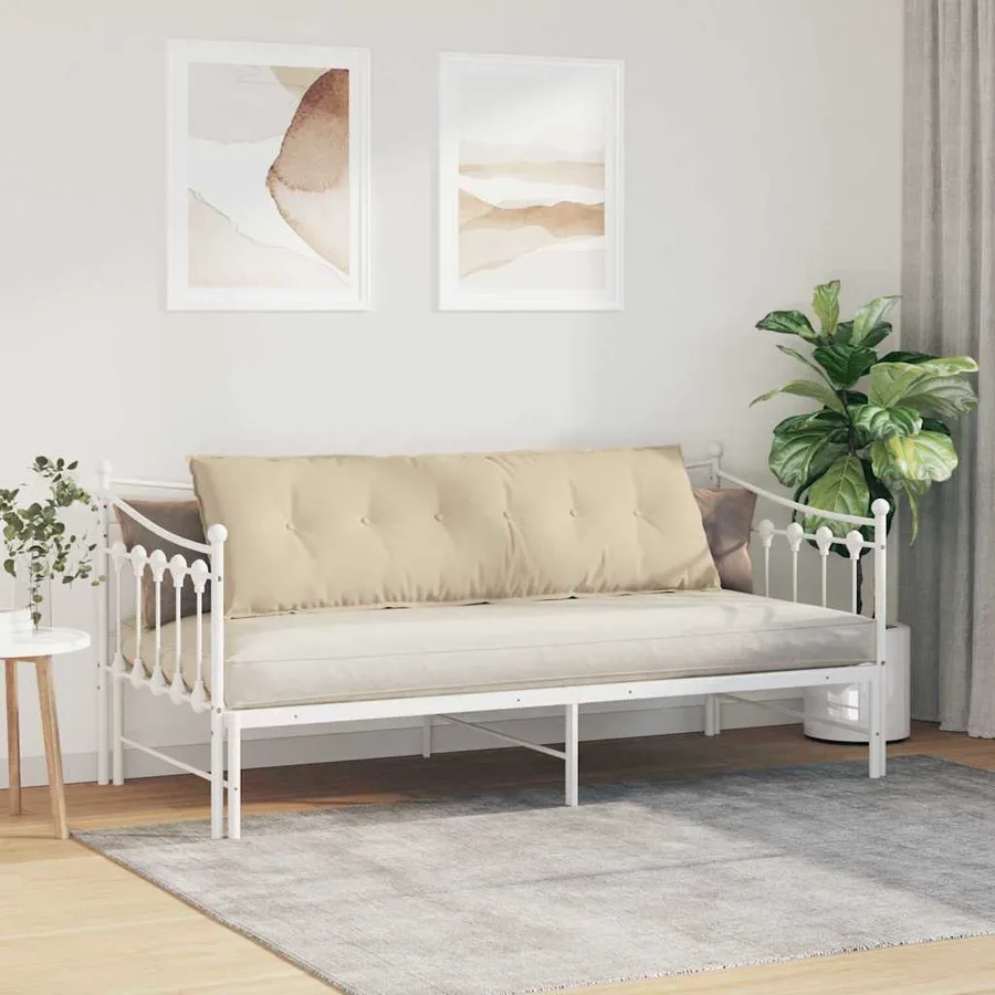 Coussin de Dos Crème 160 x 50 cm Tissu en microfibre - 4