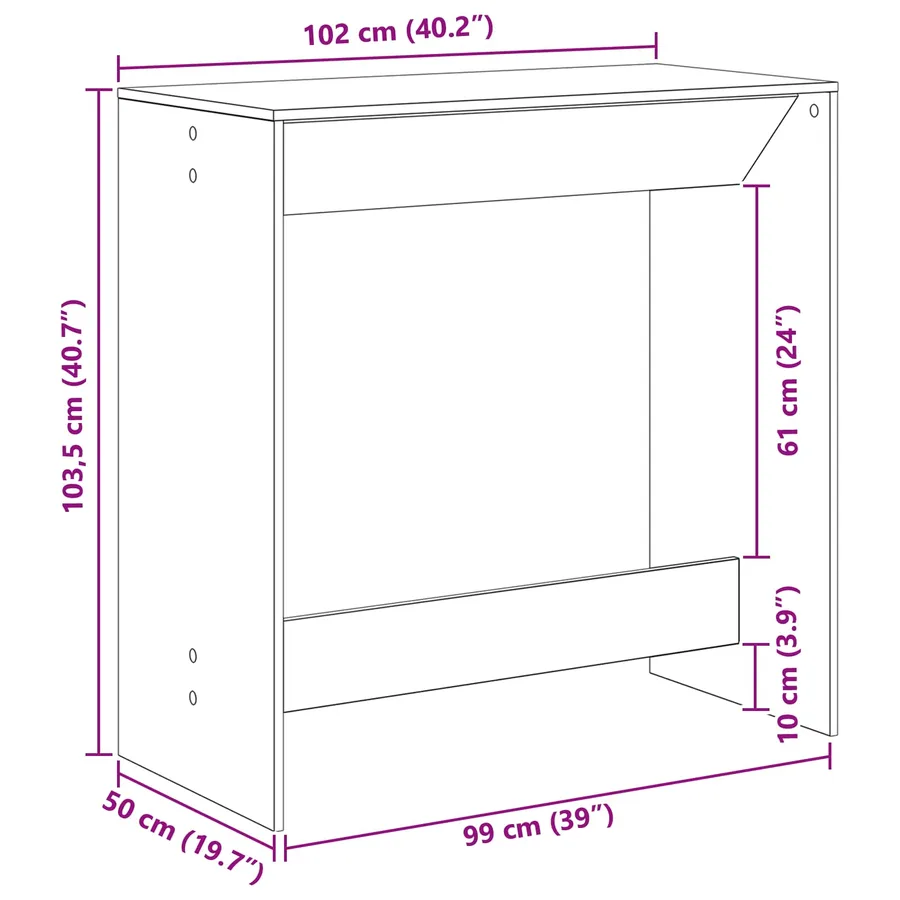 Table de bar Chêne noir 102 x 50 x 103,5 cm Bois d'ingénierie - 9