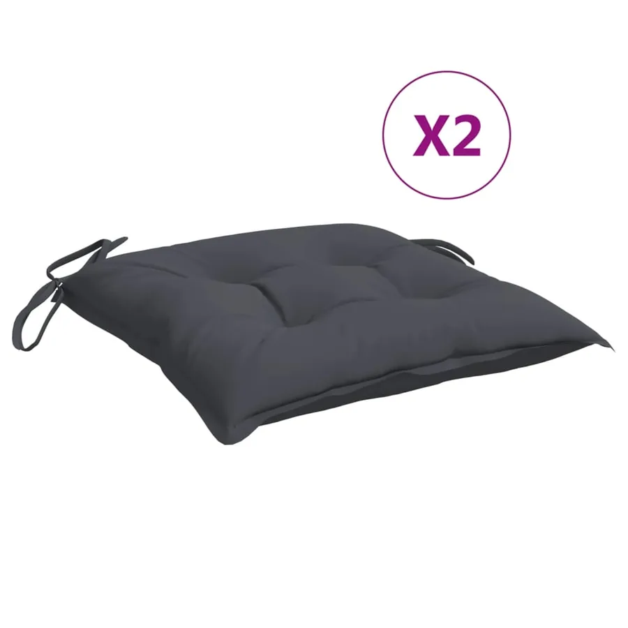 Coussins de chaise lot de 2 anthracite 40x40x7 cm tissu oxford - 2