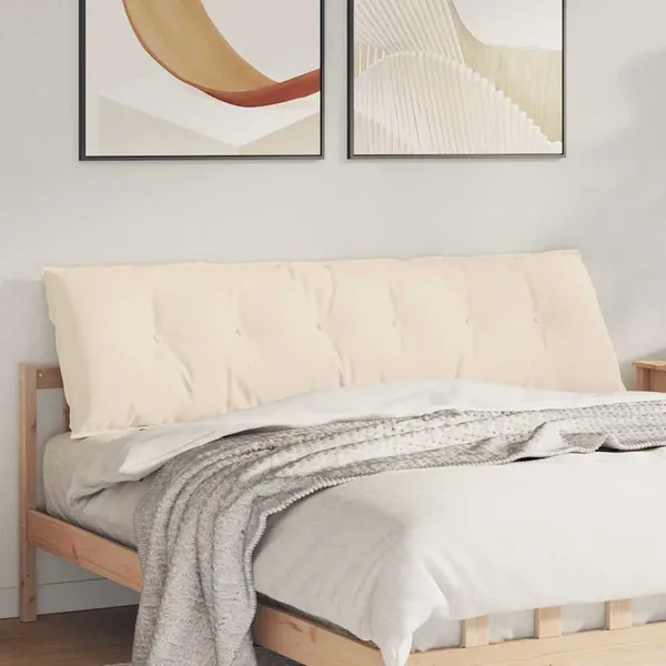 Coussin de Dos Beige 180 x 50 cm Tissu en microfibre