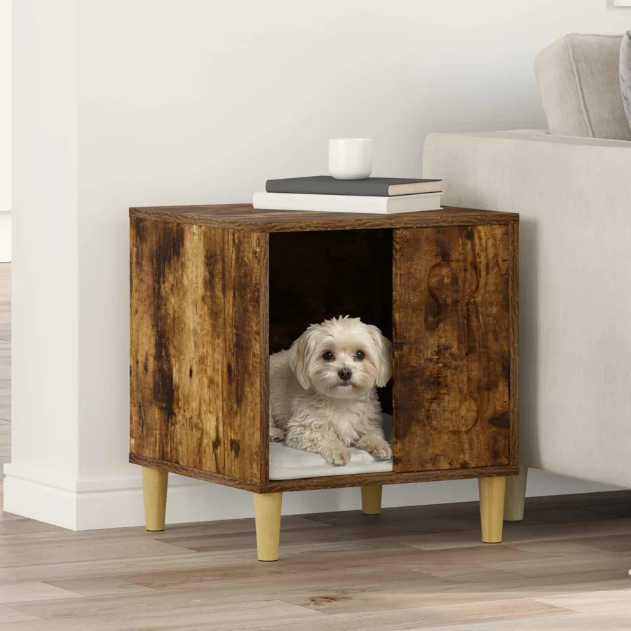 Maison pour Chiens Chêne fumé 44 x 42 x 49 cm Bois d'ingénierie