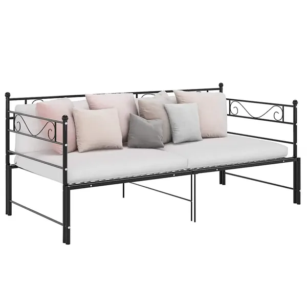 Extendable daybed frame without mattress Black Metal 90x200cm