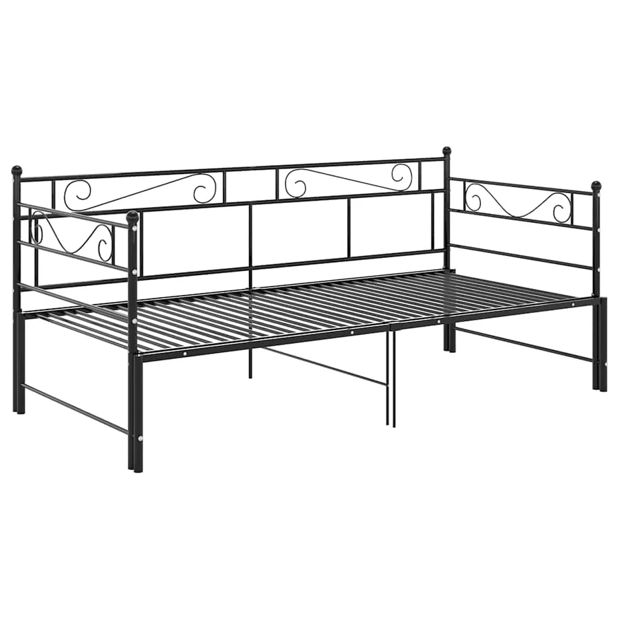 Extendable daybed frame without mattress Black Metal 90x200cm - 3