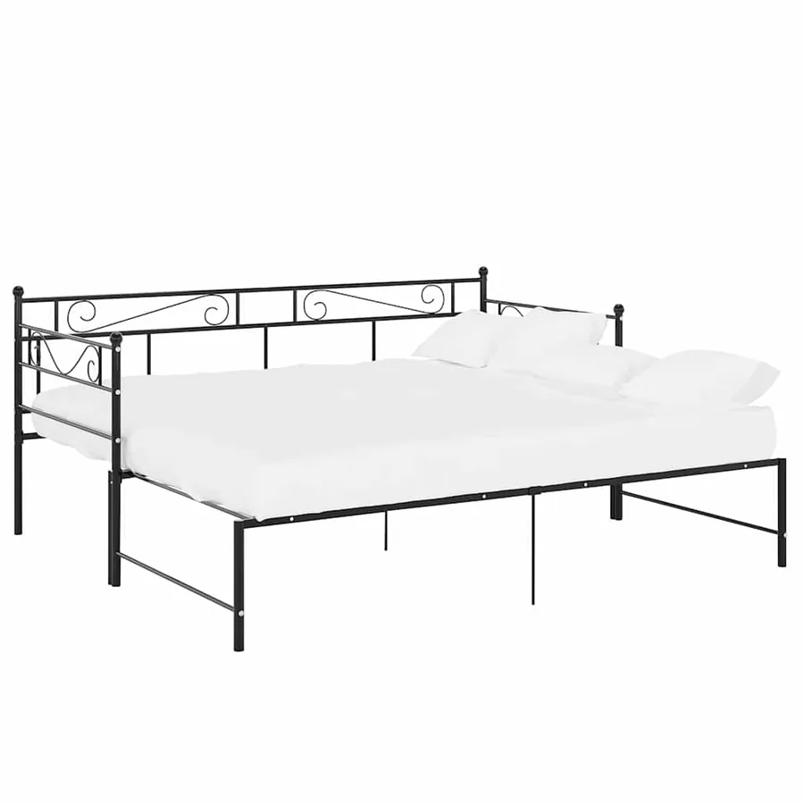 Extendable daybed frame without mattress Black Metal 90x200cm - 4