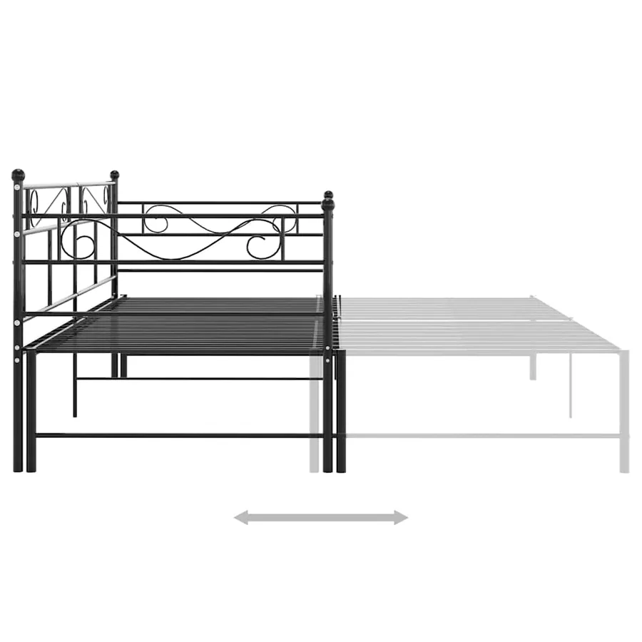 Extendable daybed frame without mattress Black Metal 90x200cm - 6