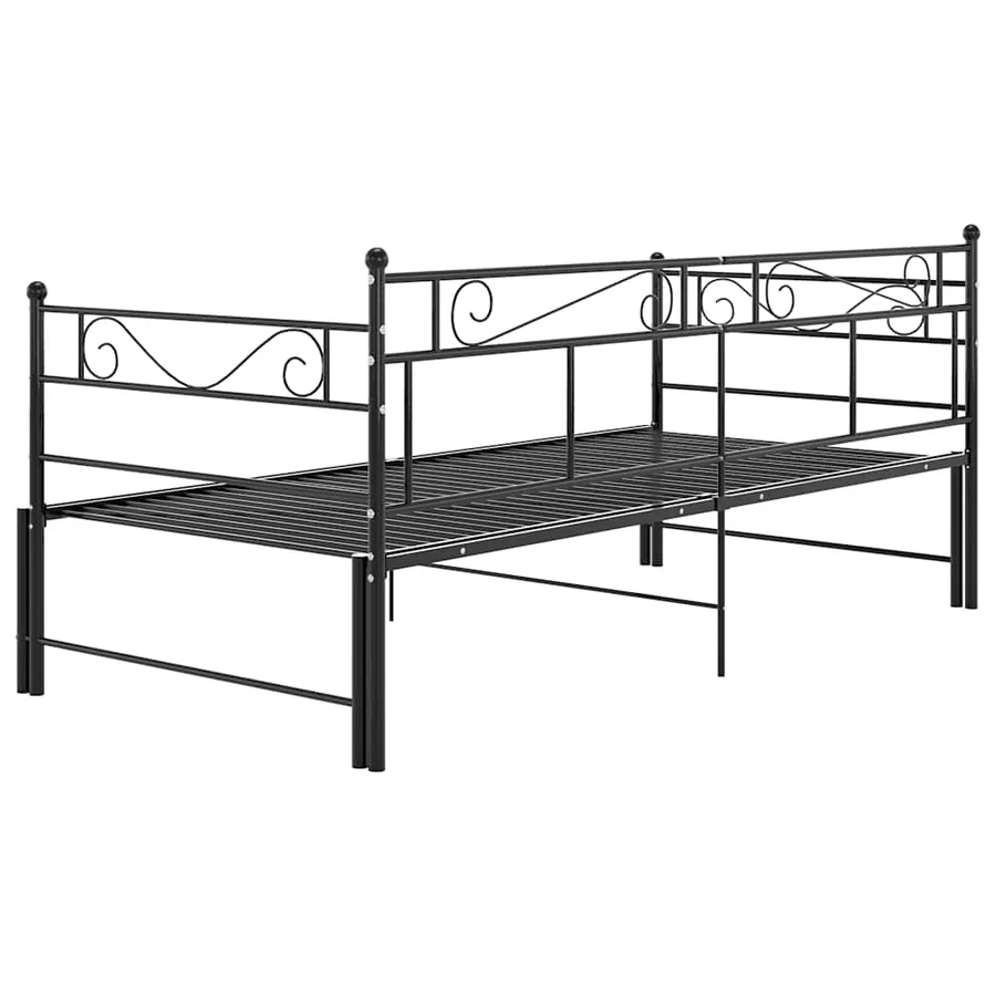 Cadre de canapé-lit extensible sans matelas Noir Métal 90x200cm - 9