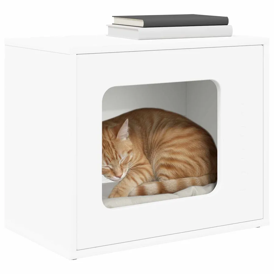 Maison pour chat Blanc 51 x 30 x 42 cm Bois d'ingénierie - 3