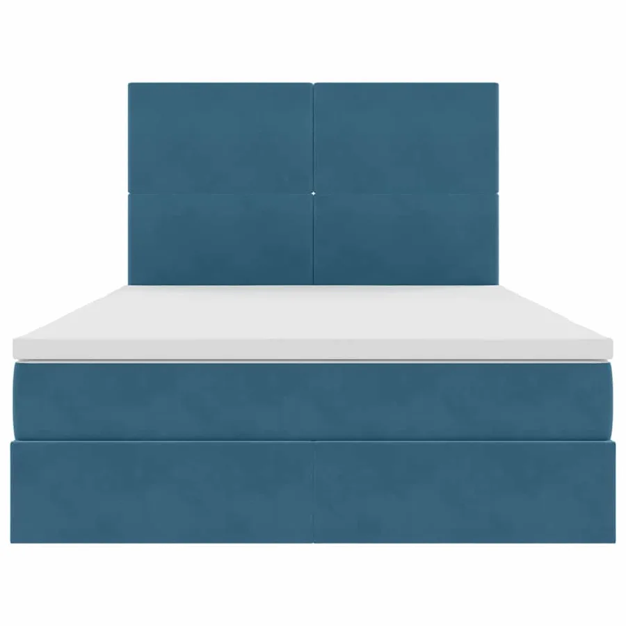 Lit avec rangement et matelas Bleu foncé 140 x 190 cm Velours - 7