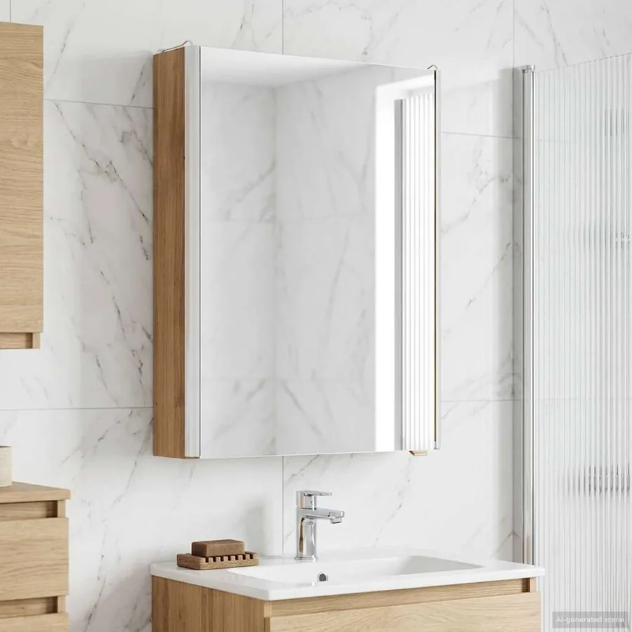 Armoire Miroir de Salle de Bain Chêne artisan