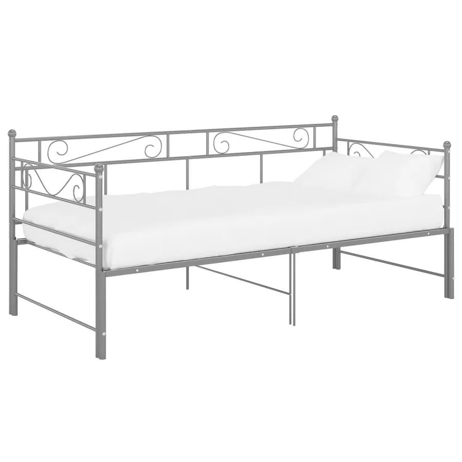 Extendable daybed frame without mattress grey metal 90x200cm - 2