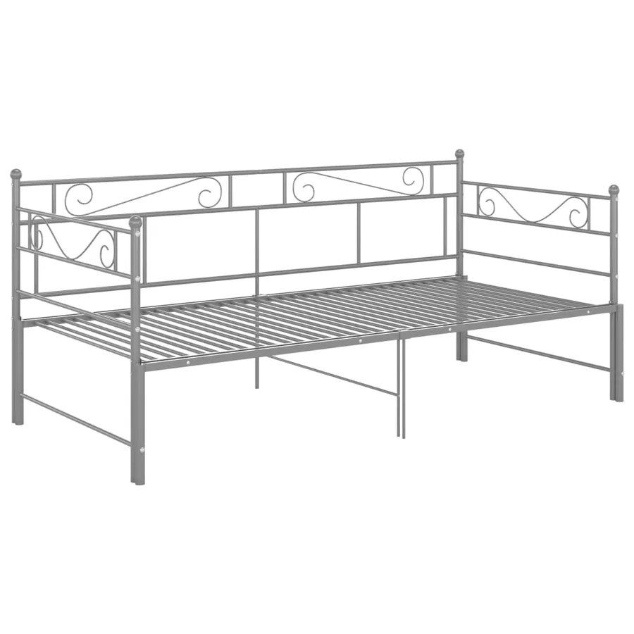 Extendable daybed frame without mattress grey metal 90x200cm - 3