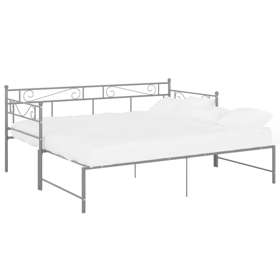 Extendable daybed frame without mattress grey metal 90x200cm - 4