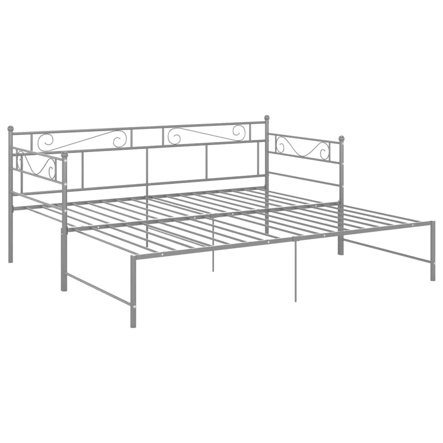 Cadre de canapé-lit extensible sans matelas gris métal 90x200cm - 5