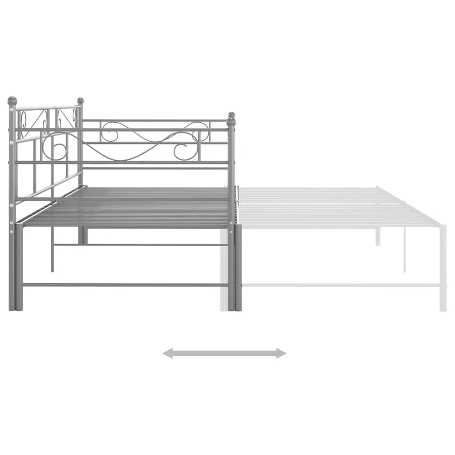Extendable daybed frame without mattress grey metal 90x200cm - 6