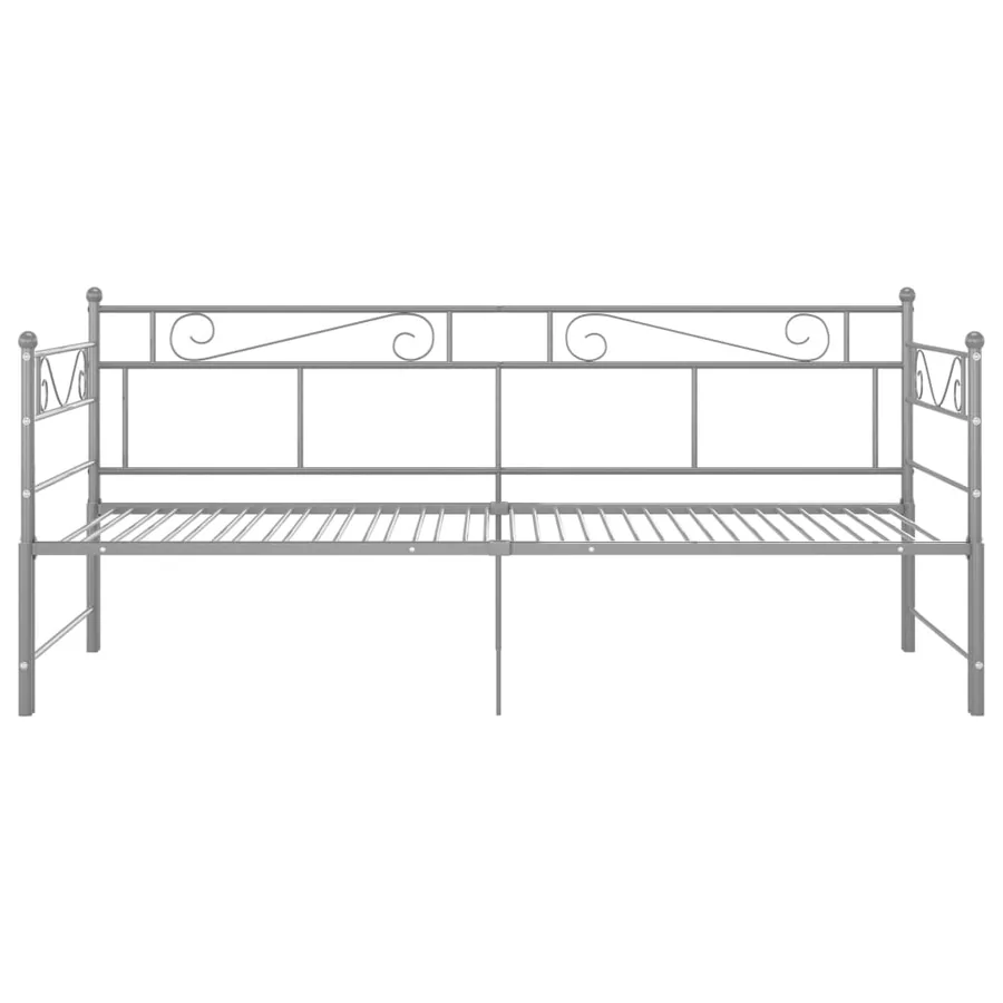 Extendable daybed frame without mattress grey metal 90x200cm - 7