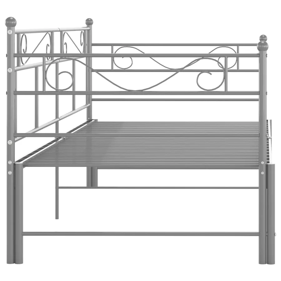 Extendable daybed frame without mattress grey metal 90x200cm - 8