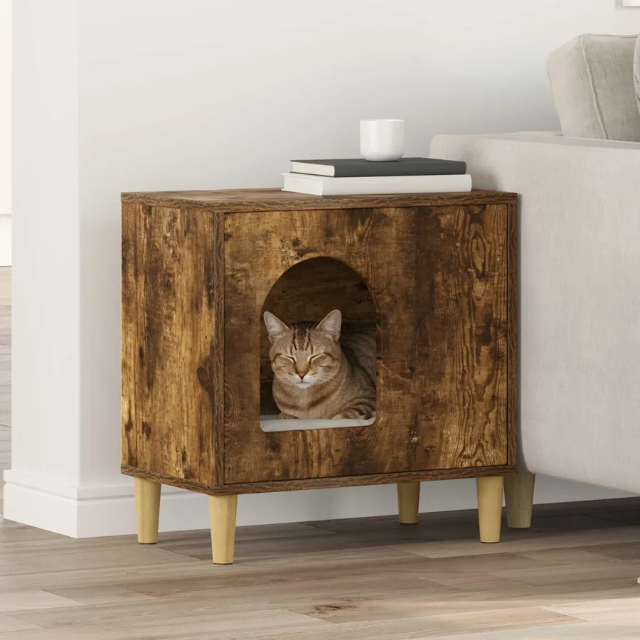 Maison pour chat Chêne fumé 51 x 30 x 52 cm Bois d'ingénierie