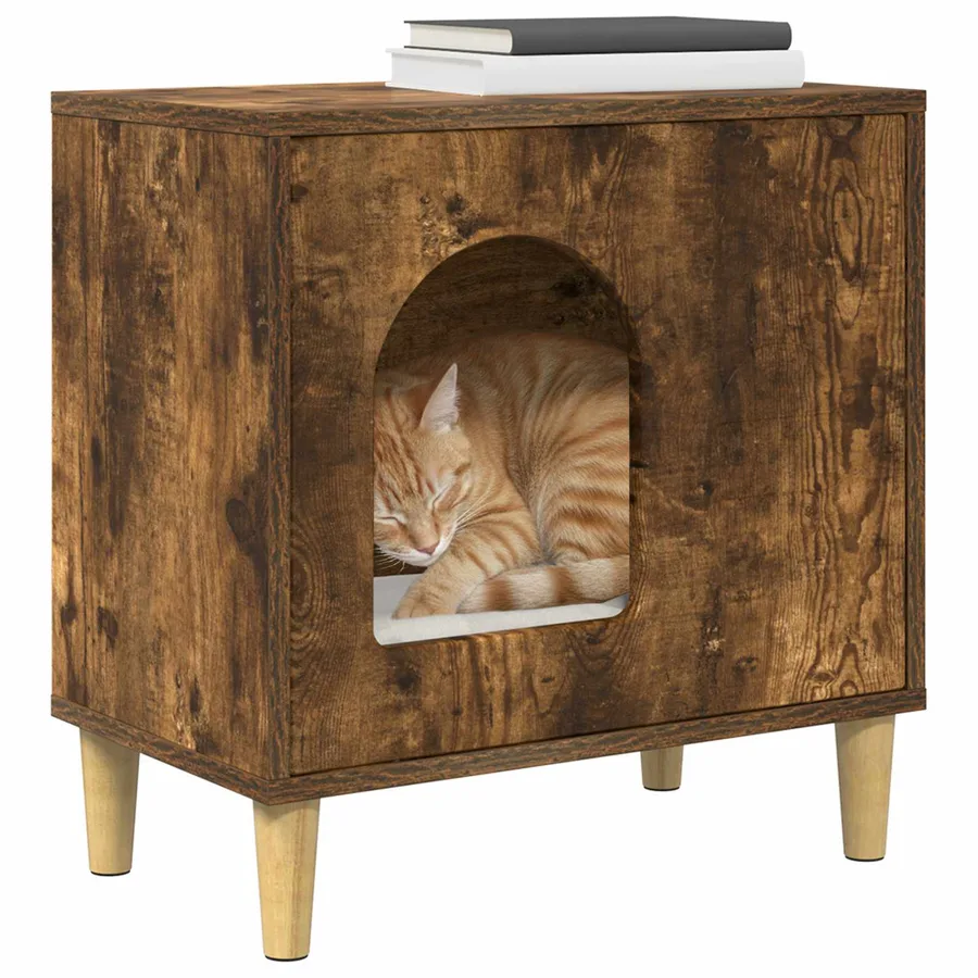 Maison pour chat Chêne fumé 51 x 30 x 52 cm Bois d'ingénierie - 3